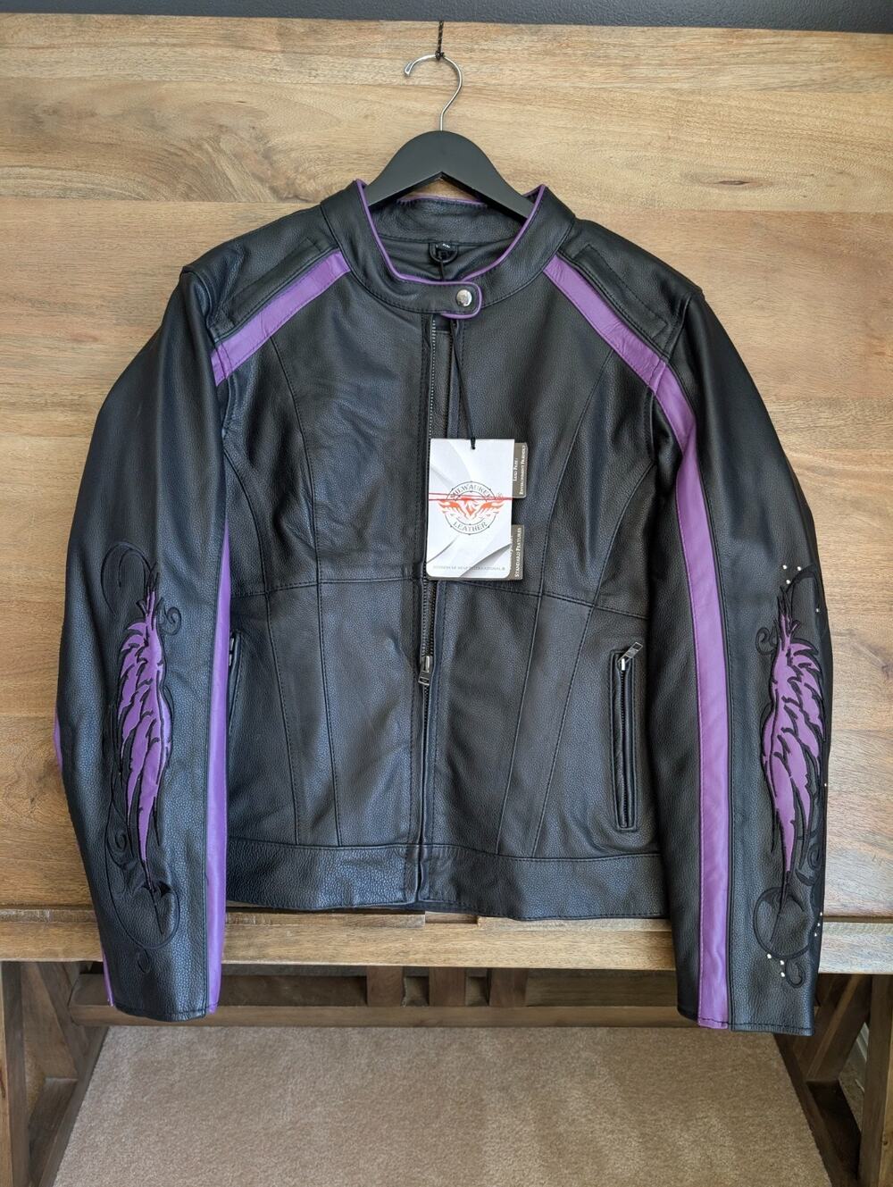 Milwaukee Leather Scooter Jacket Women XL Black Embroidered Studded Full Zip NWT